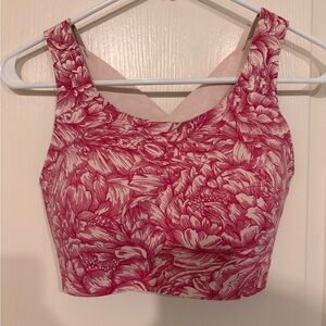 Pink peony floral print Enlite sports bra